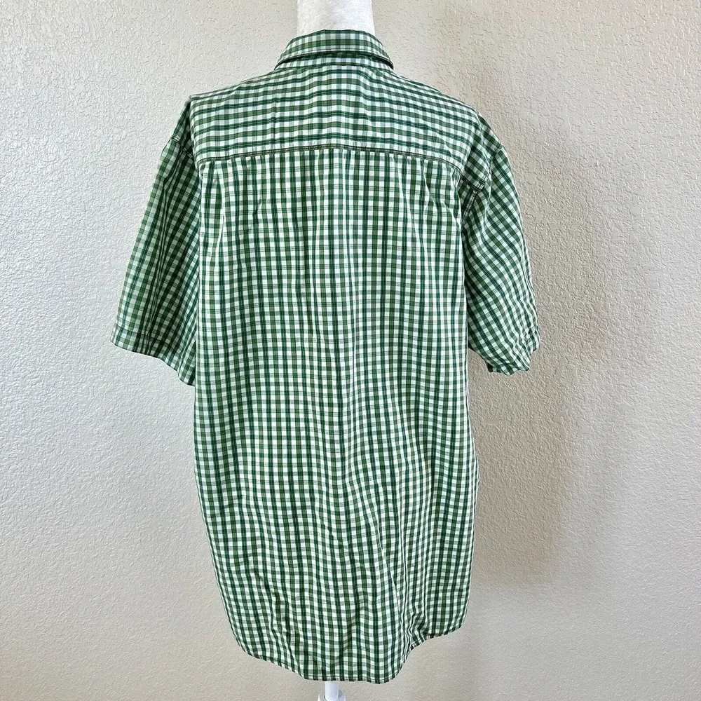 The North Face Shirt Mens XXL Green Plaid Short Sleeve Button Up Outdoor Vented